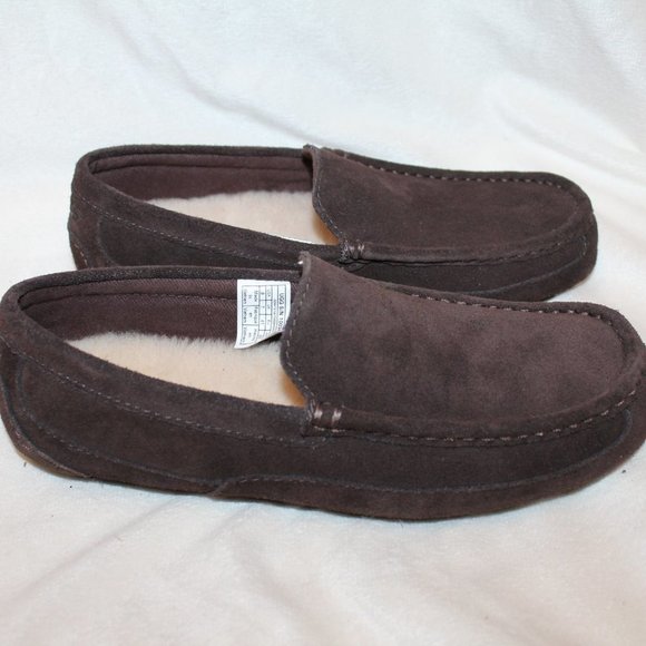 NEW UGG MEN\'S ALDER SUEDE SHEARLING LINED SLIPPER S LOAFERS‎ BROWN 8